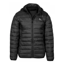 Jaqueta Nylon Bomber Puffer Masculina Preta Com Capuz