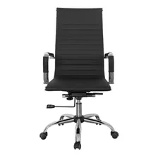 Silla De Escritorio Para Tu Casa Aluminium Ergonómica Negra Con Tapizado De Cuero Sintético