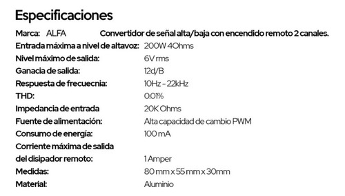Convertidor Alta Y Baja De Audio Con 2 Canales 200w Foto 3