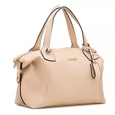 Bolsa Feminina Espaçosa Ajustes Nas Laterais Fecho Zíper Cor Creme Desenho Do Tecido Floter