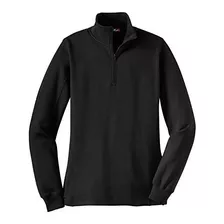 1-4 Zip Sudadera Negro M Sport-tek Mujeres.