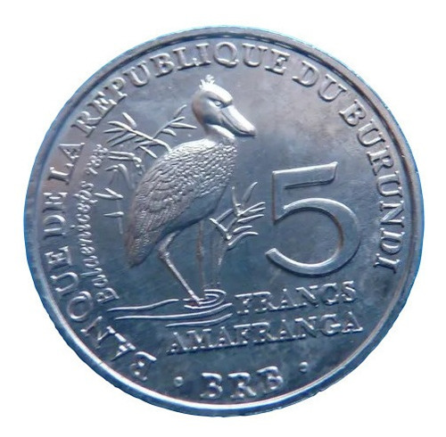 Moneda De Burundi 5 Francs 2014 Balaeniceps Rex
