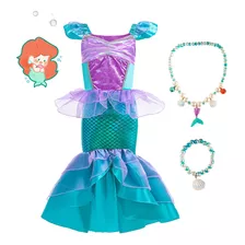 Vestido De Disfraz De Princesa Sirena Para Niñas, Accesorios