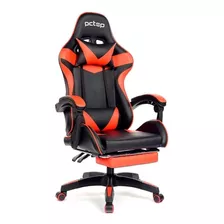 Cadeira Gamer Pctop Racer 1006 Gamer Ergonômica Preta E Vermelha Com Estofado De Couro Sintético