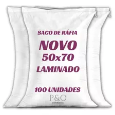 Kit 100 Sacos De Ráfia 50x70 Laminado Novo Branco Adubo Grão