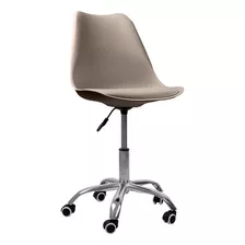 Cadeira Base Cromada Com Rodizio Giratória Saarinen Bege Material Do Estofamento Couro Sintético