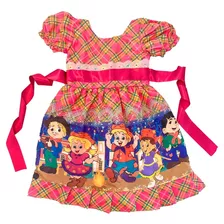 Vestido Infantil Junino Menina Festa Com Forro