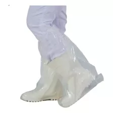 Bota Plástica Transparente Cano Longo Com Elástico 100 Und