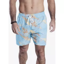 Shorts Masculino Elastano Bermuda De Praia 3 Bolsos Label