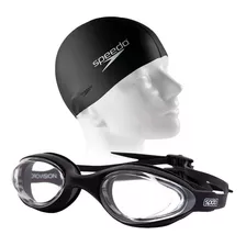 Kit Natação Speedo Oculos Hydrovision + Touca Flat Silicone