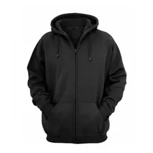 Moletom Masculino Preto De Ziper Com Capuz Blusa De Frio