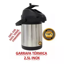 6 Garrafas Térmica Inox Com Alavanca Inquebrável 2,5 Litros