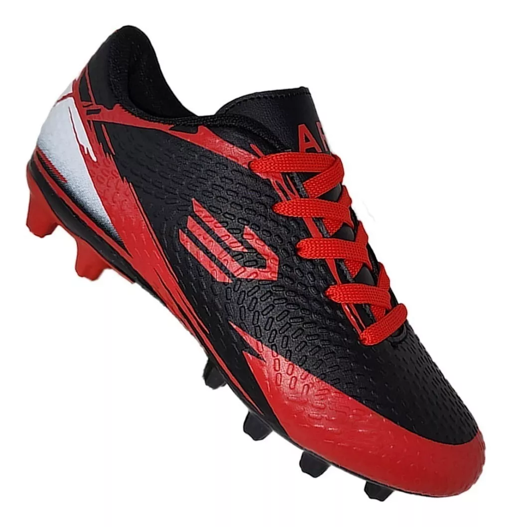 Zapatos Futbol Juvenil Full Grass Goleadores Rojo/negro 3197