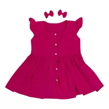 Vestido Pink Rodado Infantil Para Passeio 100% Algodão Macio