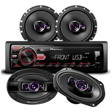 Kit Pioneer Mvh-98ub + 4 Alto Falante 6 Pol 69 Pol 300w Rms