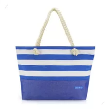 Bolsa Feminina Praia Piscina Zíper Ampla Nylon Listrada 