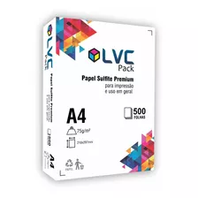 2 Pacotes - Papel Sulfite A4 75g 500 Folhas Premium Lvc Pack Cor Branco