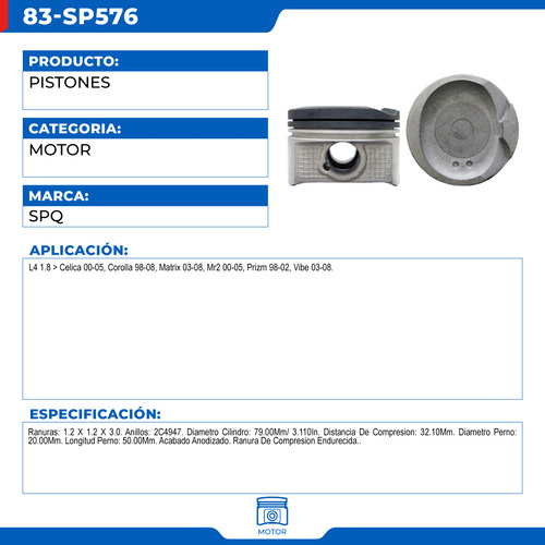 Juego De Pistones 30 Pontiac Vibe 2003-2008 L4 1.8 Foto 2