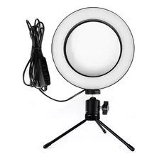 Iluminador Ring Light 20cm Selfie Gravação Vídeo Estrutura Preto Luz Rgb 110v/220v