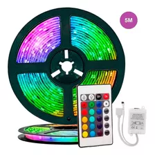 Fita De Led Rgb 5m 12v Colorida 3528 Controle Decoração Casa