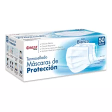 50 Cubrebocas Tricapa, Termosellado, Plisado, Ajuste Nasal