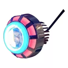 Farol Projetor De Led Com Olhos Anjo E Strobo Moto E Carro 