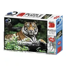 Quebra Cabeça Super 3d Modelo Tigre Com 500 Peças Multikids 