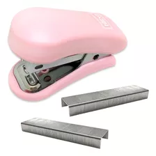 Kit Mini Grampeador Rosa Claro + 1000 Grampos De Qualidade