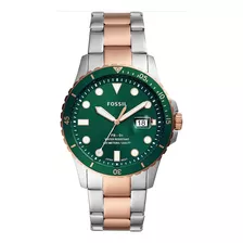 Fossil Fb-01 Reloj De Pulsera Hombre 42 Mm Plateado Y Verde Color De La Correa Plateada Con Tono Dorado Color Del Bisel Verde Con Tonos De Oro Rosa Color Del Fondo Verde/or