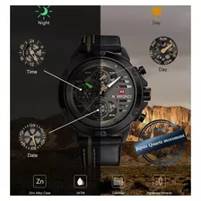 Reloj Naviforce Para Hombre Cuero Calendarios Nuevos Color De La Correa Negro Color Del Bisel Negro Color Del Fondo Negro/rojo