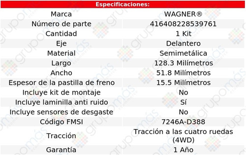 Balatas Semimetalicas Delanteras Toyota Van Del 1987 Al 1989 Foto 2