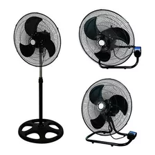 Ventilador 18 Pulgadas Negro Pedestal, Piso, Pared 3 En 1 Negro/plata