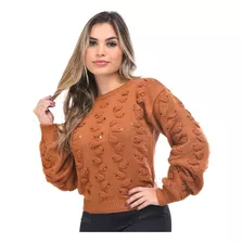 Blusa Tricot Croped Manga Longa Inverno Frio Coleção Premium