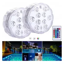 2pcs Colorido Led Piscina Luz Decorativa Com Controle