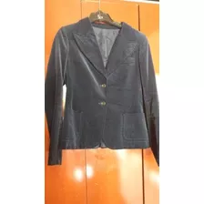 Saco Blazer De Mujer De Pana Azul Marino Tm Impecable!