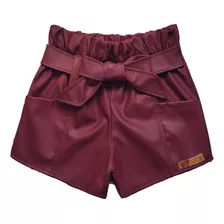 Short Infantil De Menina Couro Fake Courino Blogueirinha 