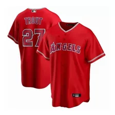 Los Angeles Angels 27#trout Jersey De Béisbol Bordado Rojo