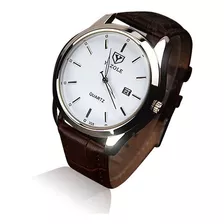 Reloj Para Hombre Elegante Acero Vidrio Blanco Con Calendario