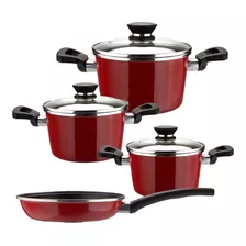 Batería De Cocina Magefesa Coral Roja Set 7 Piezas Acero