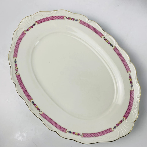 Jogo 3 Travessas Porcelana Checoslováquia Rosa Vintage Branco 2