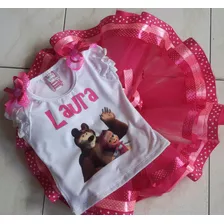 Conjunto Tutu Niña Masha Y El Oso Personalizado