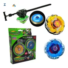 Kit 2 Beyblade Metal Fusion Luz Speed Light 1 Lançador Top