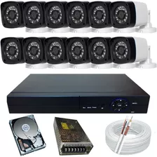 Kit Vigilância 12 Câmeras Hd 1.0 Mp Dvr 16ch P2p+ Acesso App