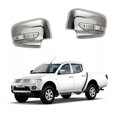 Cubre Espejos Cromado Con Led Mitsubishi L200 2008-2015