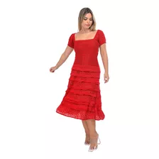 Vestido Midi Tricot Feminino Ensaio Coleção Nova Luxo Mara