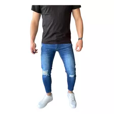 Jeans Destroyed Ankle Fit Azul 14333