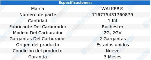 Kit Para Carburador Chevrolet Kingswood V8 6.6l 1970 Walker Foto 2