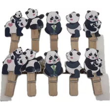 Pinza Perro De Ropa Madera Pandas Manualidades 3,5 Cm