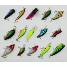 Kit 15 Señuelos Variados Pesca Ideal Tarariras Dorado 