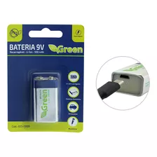 Bateria 9 Volts Recarregável Por Cabo Usb Direto Na Bateria